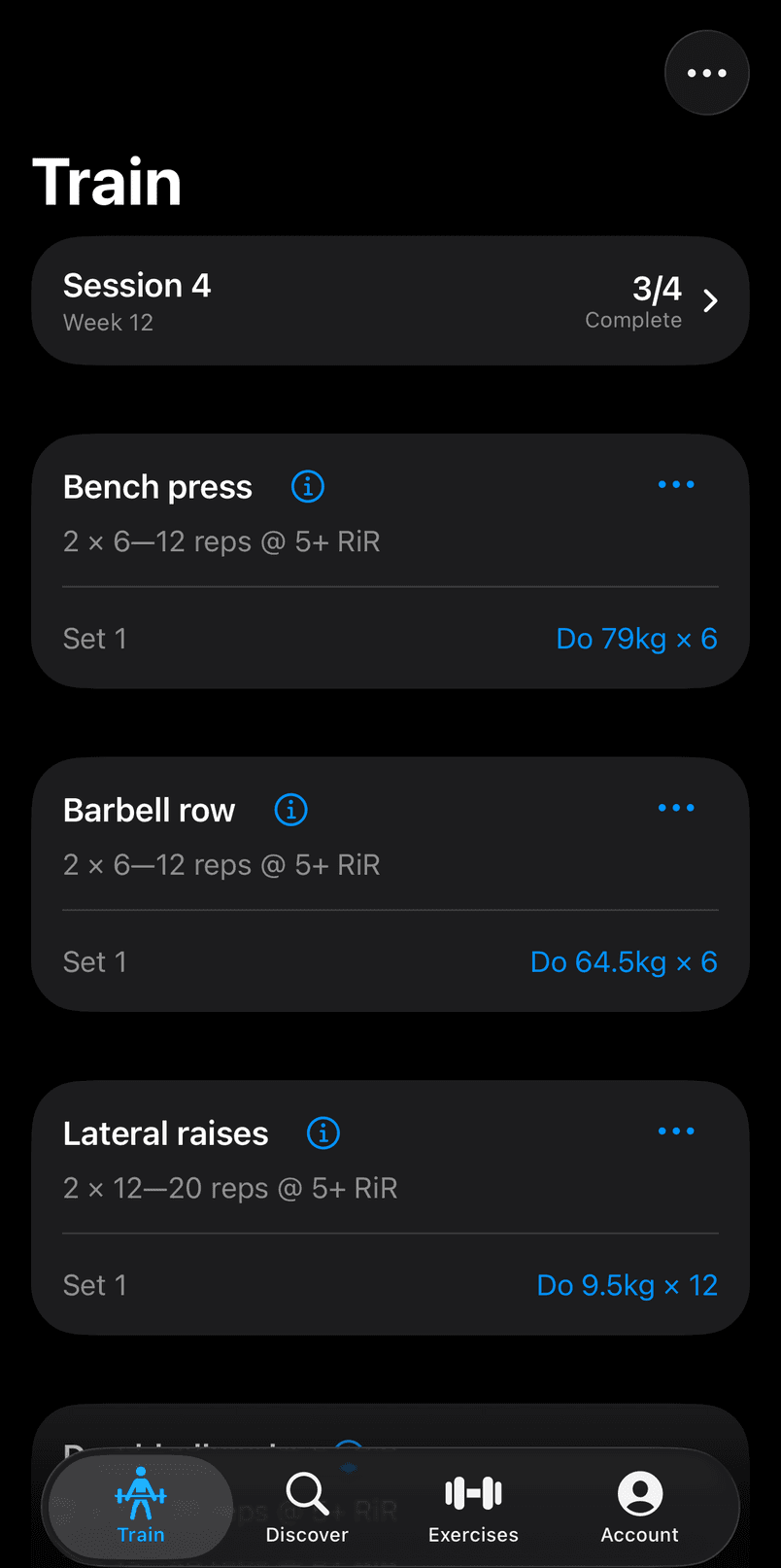 A session after deloading every lift: two sets, lighter loads and an easier target